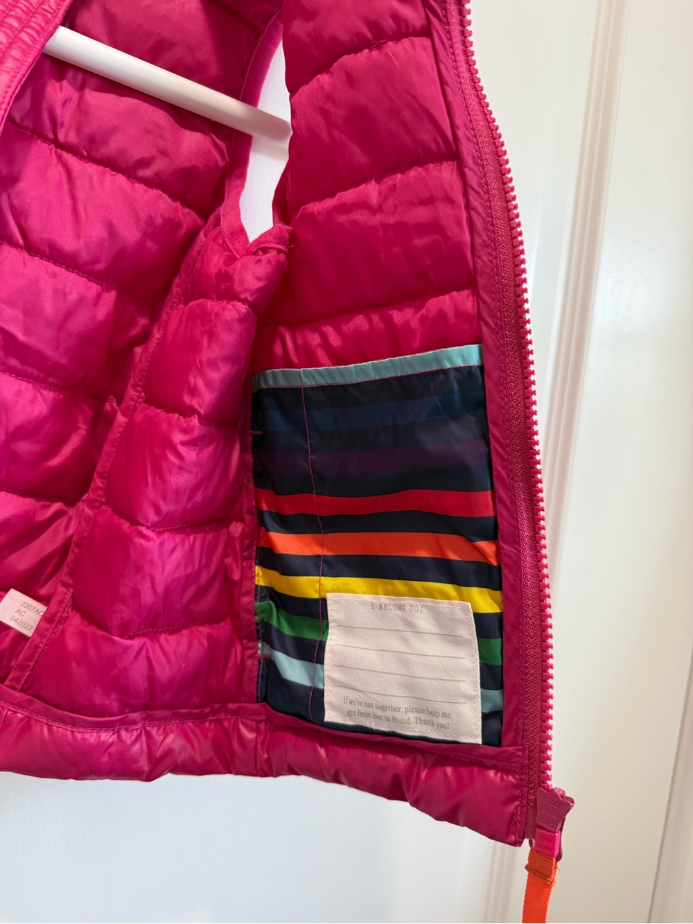 Primary Girls Raspberry Pink Puffer Vest - Picture 3 of 3